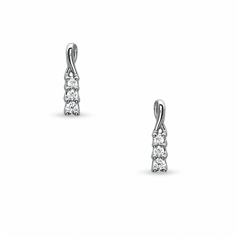 0.20 CT. T.W. Diamond Three Stone Drop Earrings in 10K White Gold