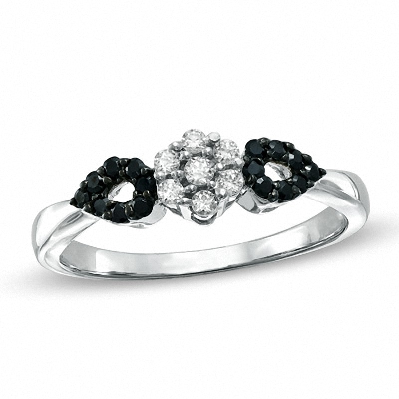 0.25 CT. T.W. Enhanced Black and White Diamond Promise Ring in 10K White Gold