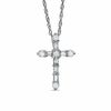 Thumbnail Image 1 of 0.25 CT. T.W. Round and Baguette Diamond Cross Pendant in 10K White Gold