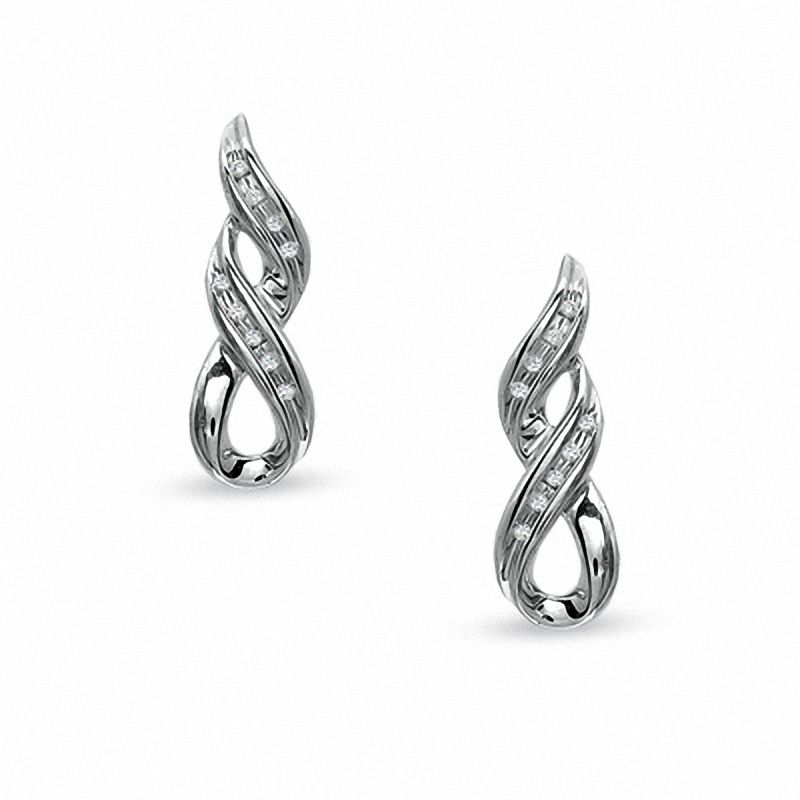 Diamond Accent Infinity Swirl Earrings in Sterling Silver