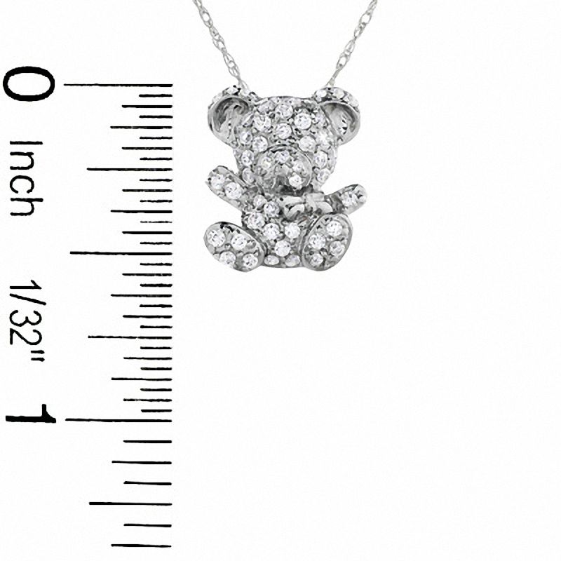 0.10 CT. T.W. Diamond Teddy Bear Pendant in Sterling Silver