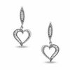 Thumbnail Image 1 of 0.10 CT. T.W. Diamond Heart Drop Earrings in 10K White Gold