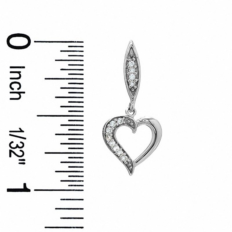 0.10 CT. T.W. Diamond Heart Drop Earrings in 10K White Gold