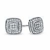 Thumbnail Image 1 of 0.20 CT. T.W. Diamond Frame Cluster Earrings in Sterling Silver
