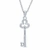 Thumbnail Image 1 of 0.10 CT. T.W. Diamond Mini Clover Key Pendant in Sterling Silver