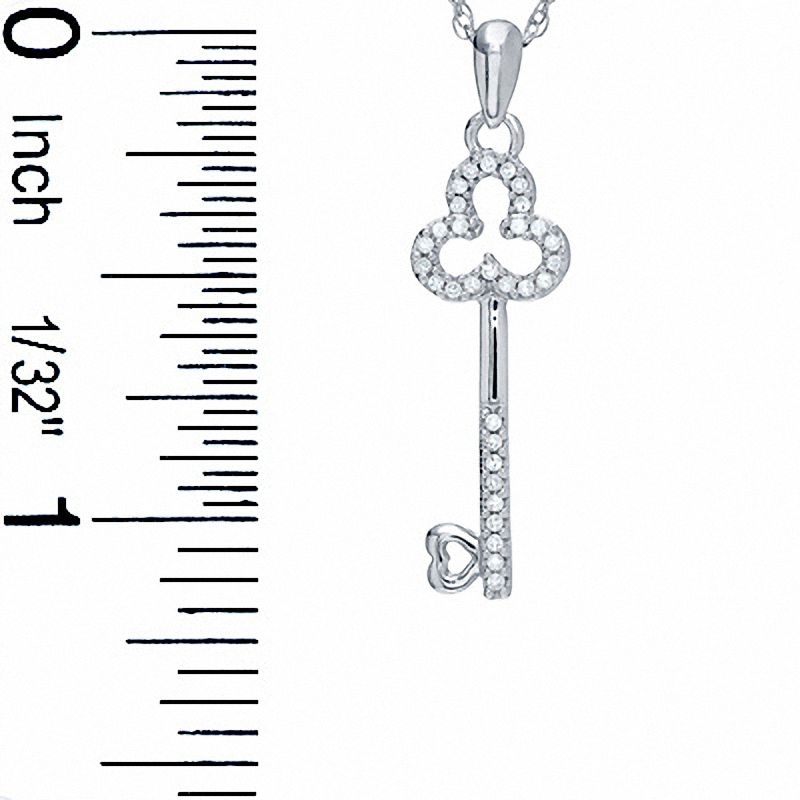 0.10 CT. T.W. Diamond Mini Clover Key Pendant in Sterling Silver