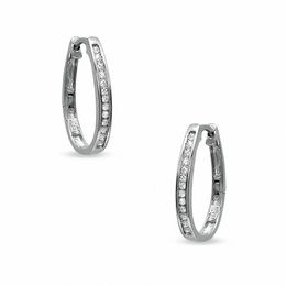 0.18 CT. T.W. Diamond Hoop Earrings in Sterling Silver
