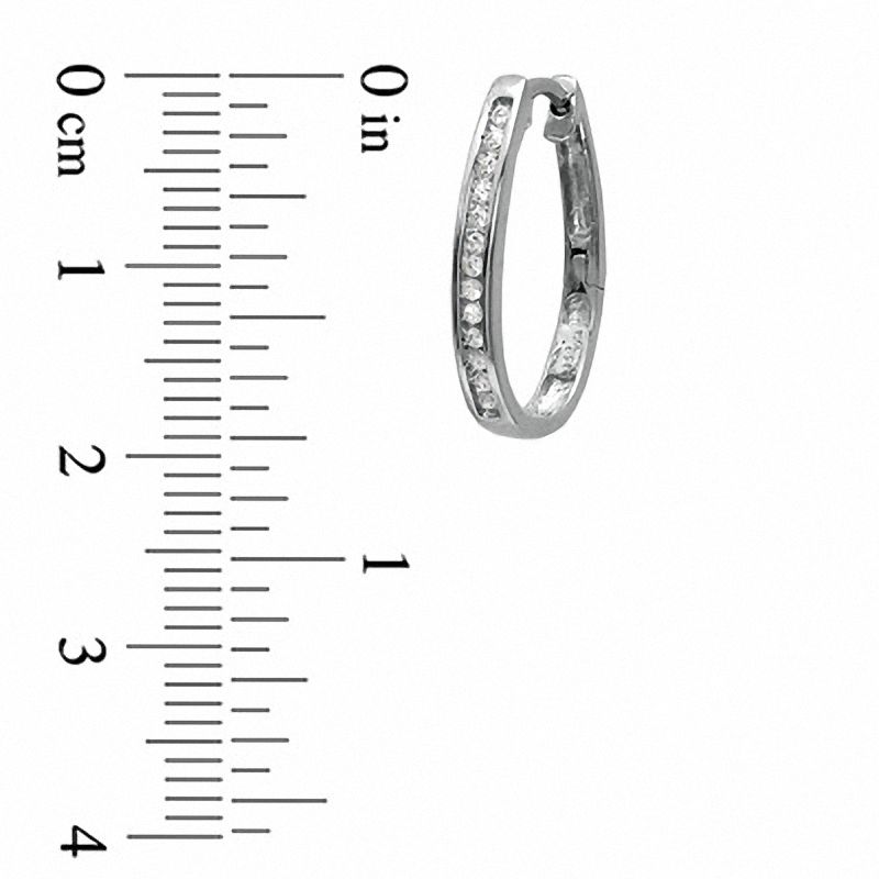 Main Image 2 of 0.18 CT. T.W. Diamond Hoop Earrings in Sterling Silver