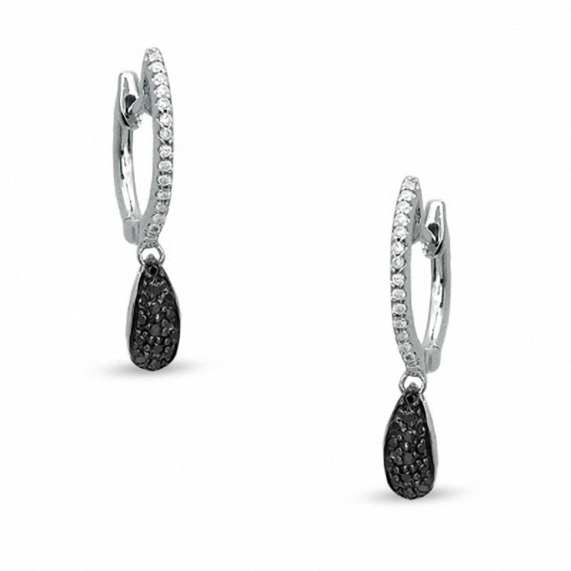 0.25 CT. T.W. Black and White Diamond Teardrop Earrings in Sterling Silver|Peoples Jewellers