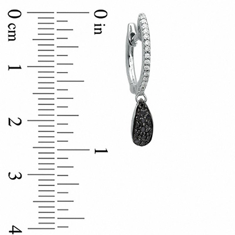 0.25 CT. T.W. Black and White Diamond Teardrop Earrings in Sterling Silver