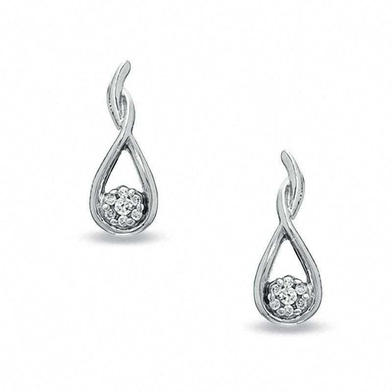 Diamond Accent Infinity Loop Drop Earrings in 10K White Gold|Peoples Jewellers