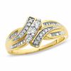 Thumbnail Image 1 of 0.33 CT. T.W. Diamond Three Stone Swirl Bypass Ring in 10K Gold