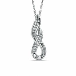 Diamond Accent Swirl Loop Pendant in Sterling Silver