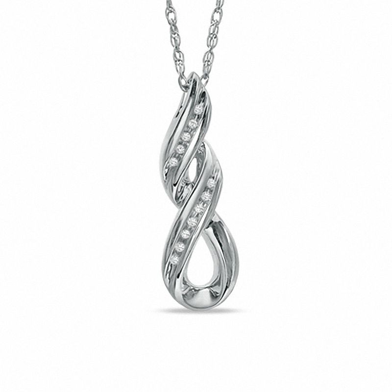 Diamond Accent Swirl Loop Pendant in Sterling Silver|Peoples Jewellers