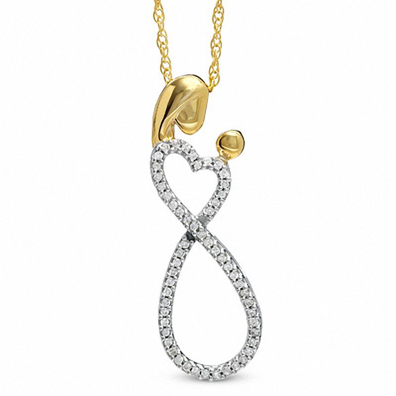 0.16 CT. T.W. Diamond Mother Infinite Love Pendant in Sterling Silver and 18K Gold Plate|Peoples Jewellers