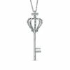Thumbnail Image 0 of 0.12 CT. T.W. Diamond Crown Key with Cross Pendant in Sterling Silver