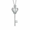 Thumbnail Image 1 of 0.12 CT. T.W. Diamond Crown Key with Cross Pendant in Sterling Silver