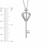 Thumbnail Image 1 of 0.12 CT. T.W. Diamond Crown Key with Cross Pendant in Sterling Silver