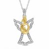 Thumbnail Image 1 of 0.16 CT. T.W. Diamond Angel Motherly Love Pendant in Sterling Silver and 18K Gold Plate