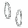 Thumbnail Image 1 of 0.50 CT. T.W. Diamond Oval Hoop Earrings in 10K White Gold