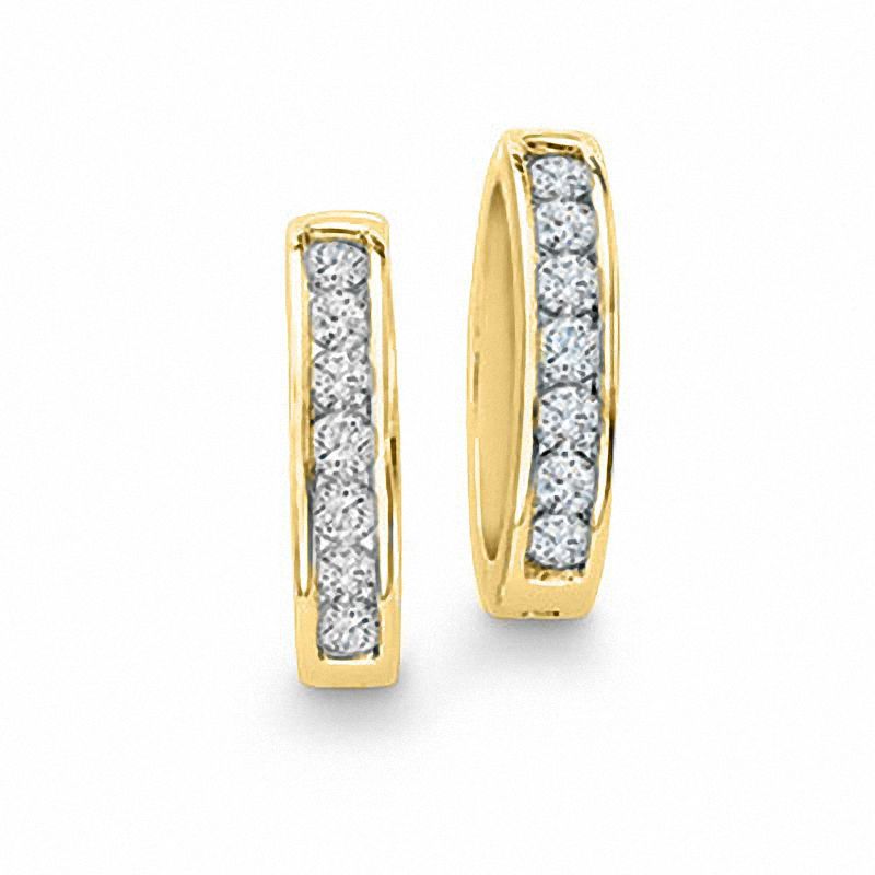 0.10 CT. T.W. Diamond Hoop Earrings in 10K Gold