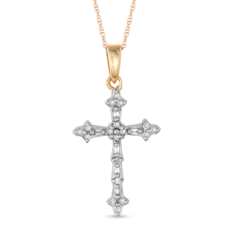 0.10 CT. T.W. Diamond Cross Pendant in 10K Gold|Peoples Jewellers