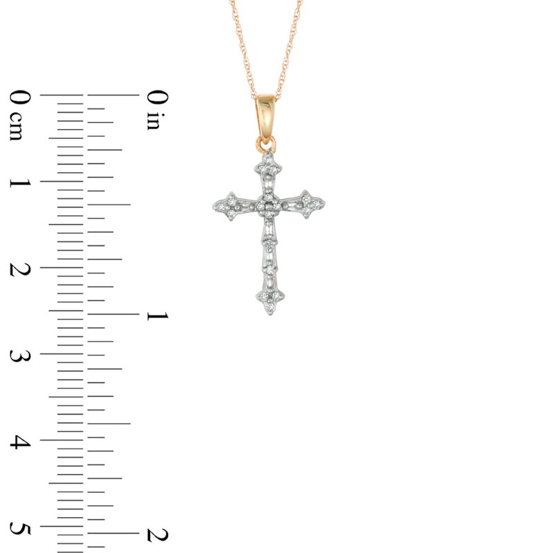 0.10 CT. T.W. Diamond Cross Pendant in 10K Gold