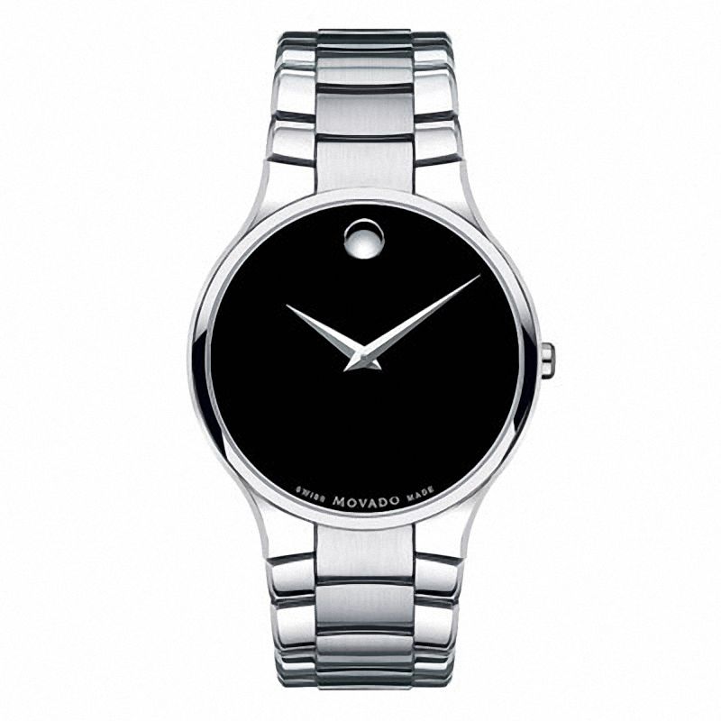 Men's Movado Serio Watch with Round Black Dial (Model: 0606382)