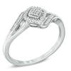 Thumbnail Image 1 of 0.09 CT. T.W. Multi-Diamond Square Bypass Ring in Sterling Silver