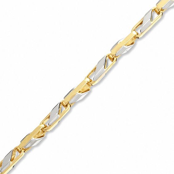 Men's Link Bracelet in 10K Two-Tone Gold - 8.50"