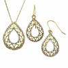 Thumbnail Image 1 of Teardrop Scroll Pendant and Earrings Set in 10K Gold