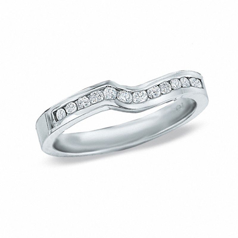 0.26 CT. T.W. Diamond Contour Wedding Band in 14K White Gold|Peoples Jewellers