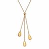 Triple Teardrop Lariat Necklace in 10K Tri-Tone Gold - 17"