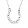 Thumbnail Image 1 of 0.10 CT. T.W. Diamond Horseshoe Necklace in 10K White Gold