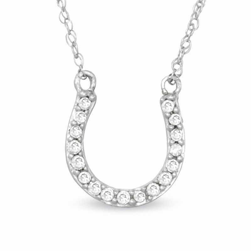 0.10 CT. T.W. Diamond Horseshoe Necklace in 10K White Gold