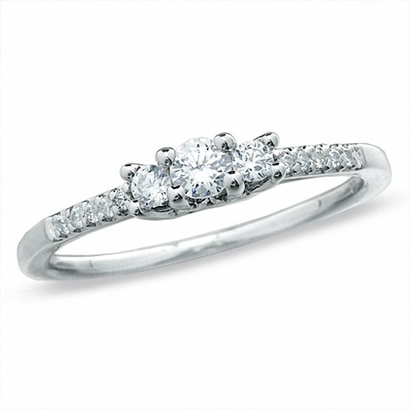 0.33 CT. T.W. Diamond Three Stone Ring in 10K White Gold|Peoples Jewellers