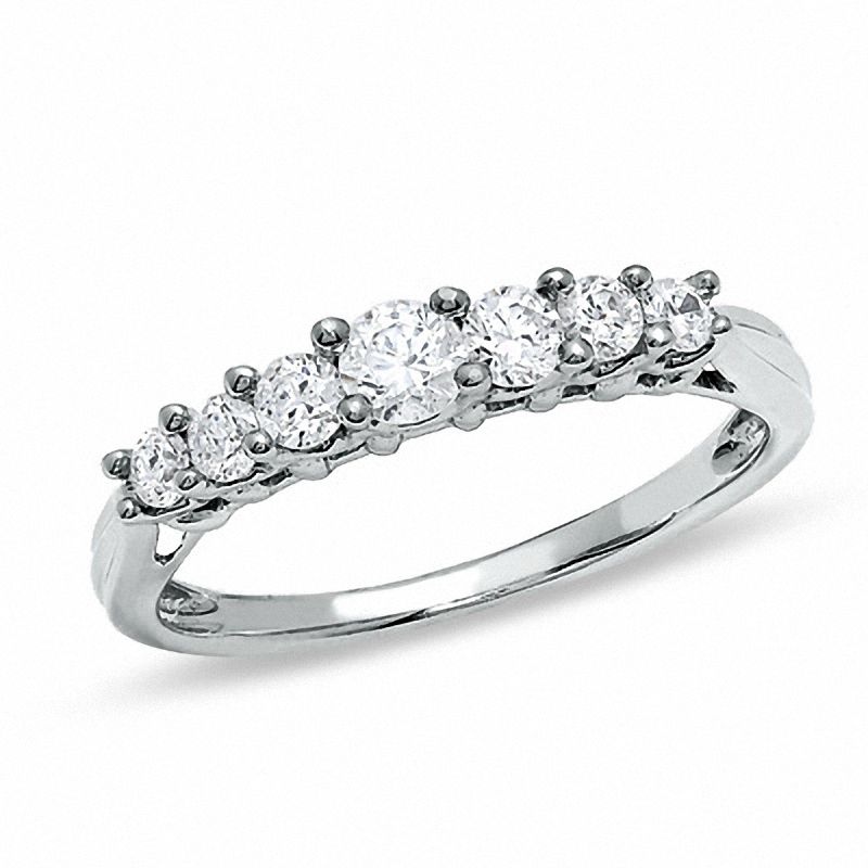 0.33 CT. T.W. Diamond Seven-Stone Band in 10K White Gold|Peoples Jewellers
