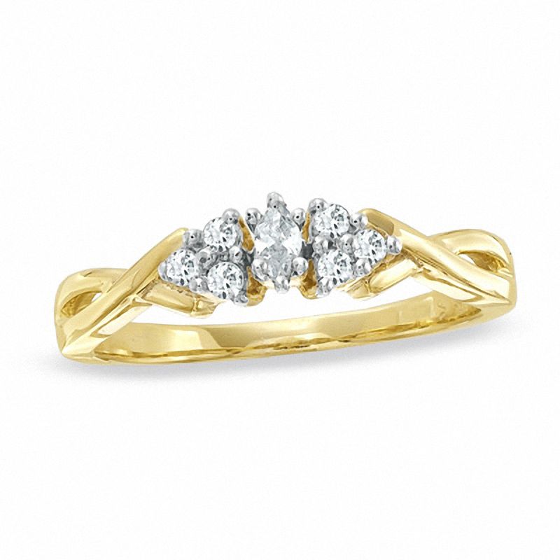 0.20 CT. T.W. Diamond Swirl Fashion Ring in 10K Gold