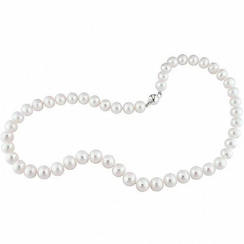 9.0-10.0mm Cultured Freshwater Pearl Strand with a Sterling Silver Clasp|Peoples Jewellers