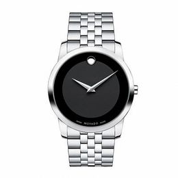 Men's Movado Stainless Steel Watch with Black Museum Dial (Model: 0606504)