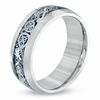 Thumbnail Image 1 of Men's 8.0mm Scrolled Wedding Band in Stainless Steel - Size 9