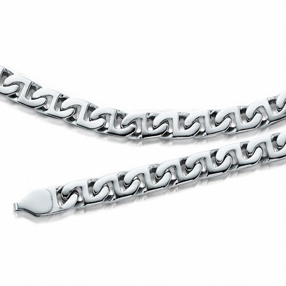Men's 7.0mm Fashion Link Necklace and Bracelet Set in Stainless Steel