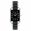 Ladies' Bulova Two-Tone Watch with Rectangular Black Dial (Model: 98L148)