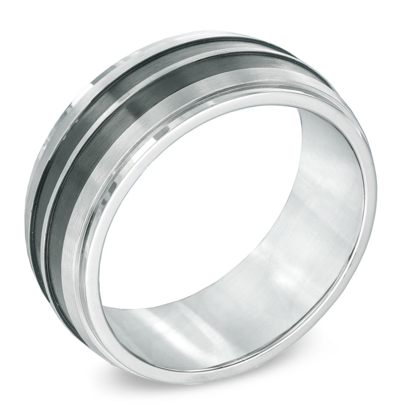 Triton's Men's 9.0mm Wedding Band in Two-Tone Stainless Steel - Size 9