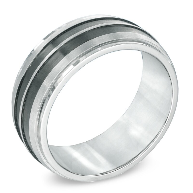 Main Image 2 of Triton's 9.0mm Wedding Band in Two-Tone Stainless Steel - Size 9