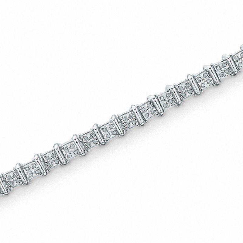 Main Image 1 of 0.50 CT. T.W. Diamond Bar Bracelet in Sterling Silver