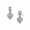 Thumbnail Image 0 of 0.20 CT. T.W. Diamond Heart Frame Earrings in 10K White Gold