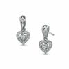 Thumbnail Image 1 of 0.20 CT. T.W. Diamond Heart Frame Earrings in 10K White Gold