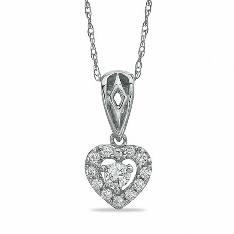 Main Image 1 of 0.20 CT. T.W. Diamond Heart Frame Pendant in 10K White Gold