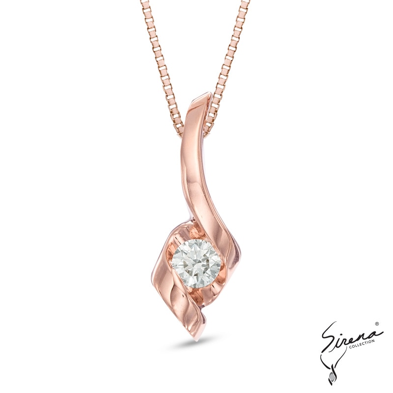Sirena™ 0.10 CT. Diamond Solitaire Pendant in 10K Rose Gold